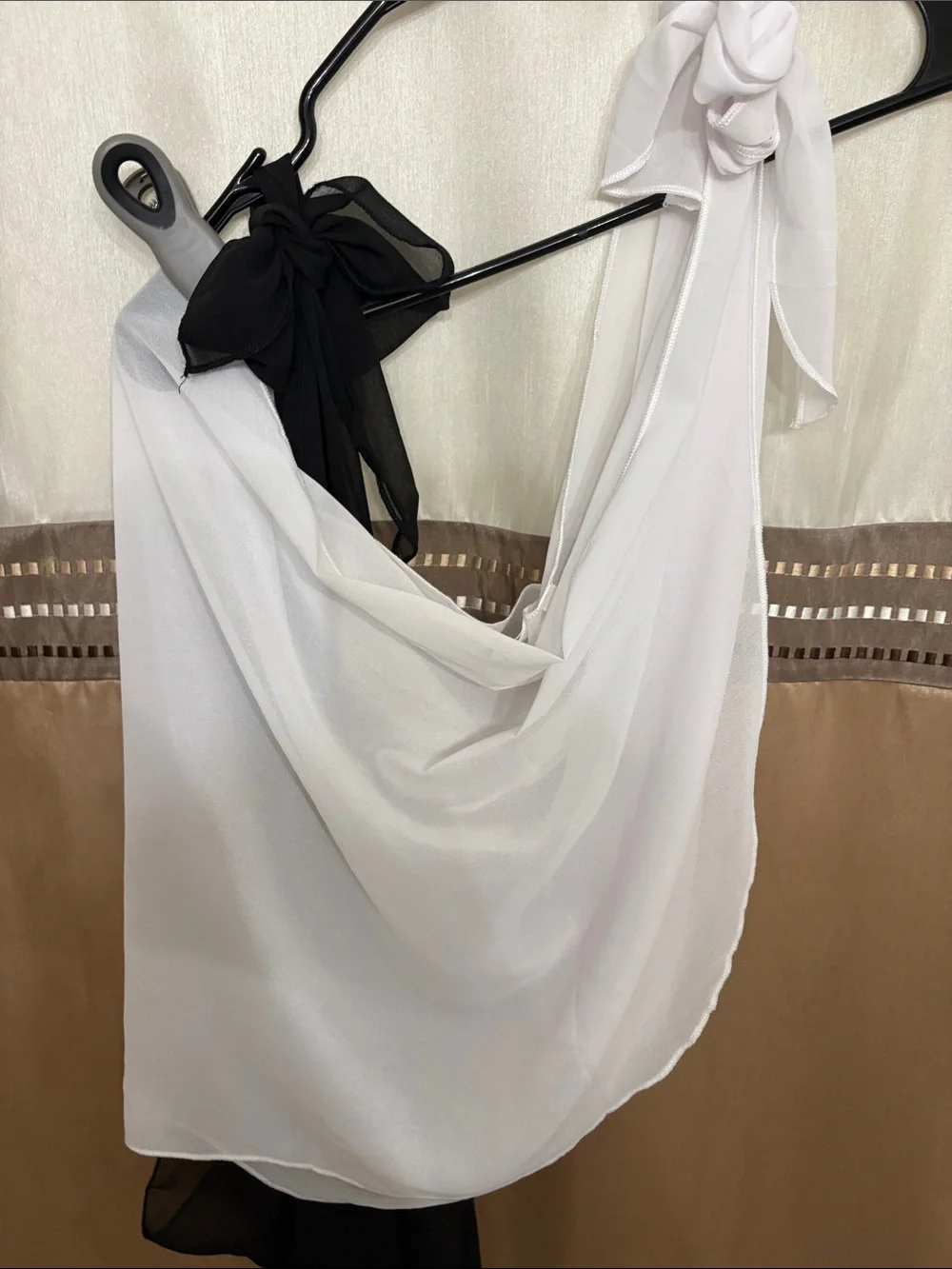 LOQ Black Sheer Chiffon One-Shoulder Blouse